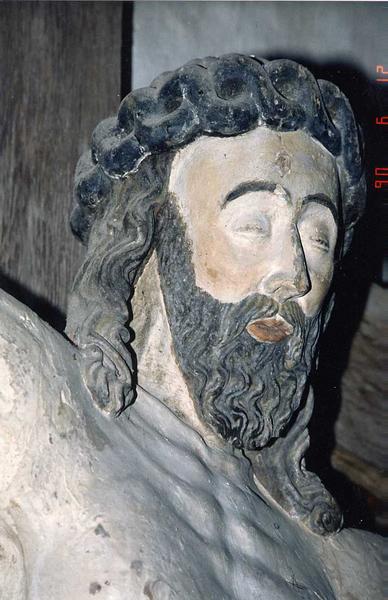statue : Christ en croix (le), détail du visage