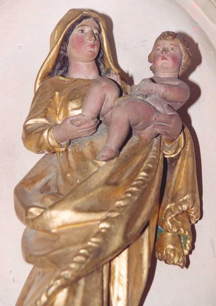 statue (statuette) : Vierge à l'Enfant, vue partielle