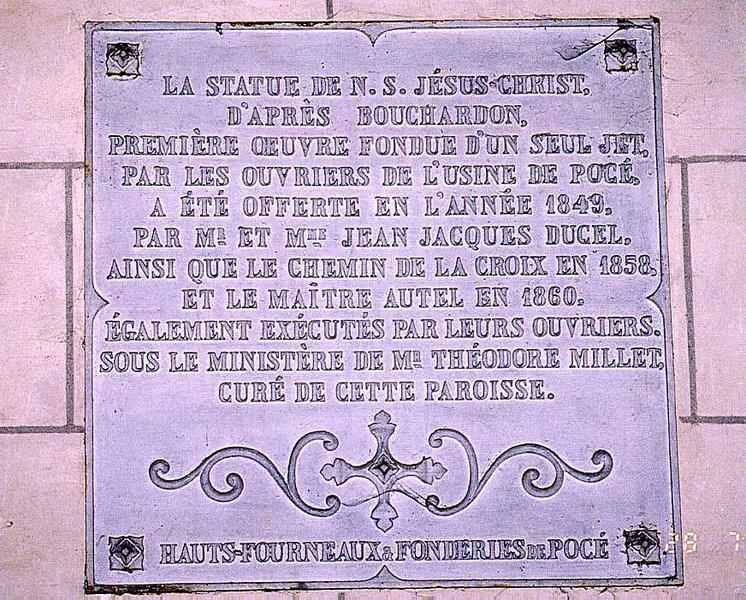 plaque commémorative des Hauts-Fourneaux et Fonderies de Pocé, vue générale - © Ministère de la Culture (France), Conservation des antiquités et des objets d'art de l'Indre-et-Loire, tous droits réservés 