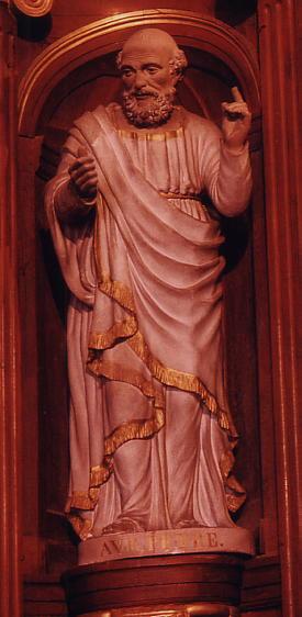 statue : saint Pierre, vue générale - © Ministère de la Culture (France), Conservation des antiquités et des objets d'art de l'Indre-et-Loire, tous droits réservés 