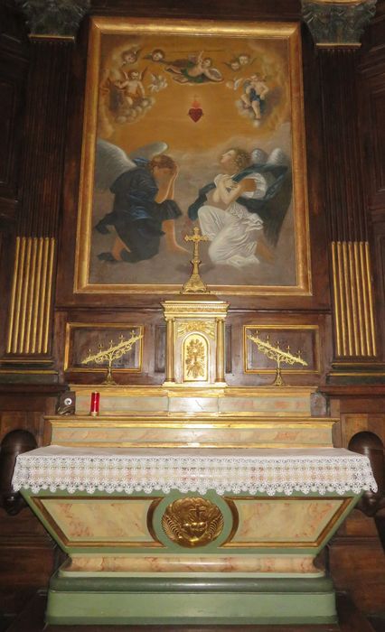 autel, retable secondaire, tableau : Adoration du Sacré-Coeur (l’)