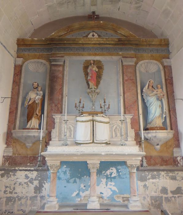 tabernacle architecturé, retable, fragments de statues : saint Antoine ; saint Sulpice