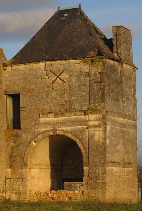 Ferme de Cours : Ferme de Cours : Porche, élévation ouest, vue générale