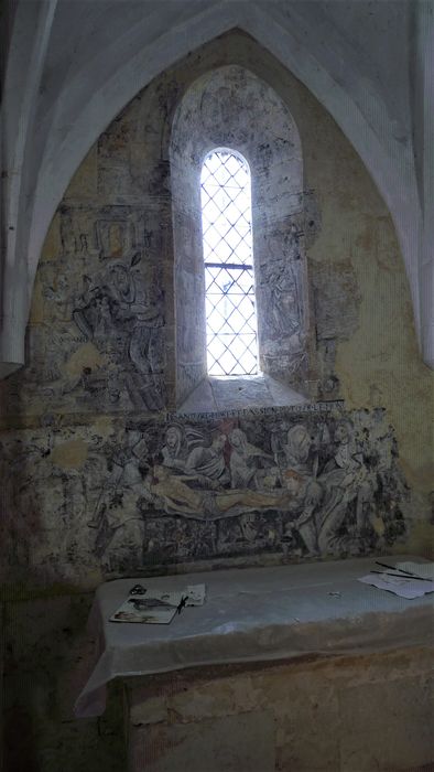 Eglise Saint-Martin : Chapelle latérale, peinture monumentale, Mise au tombeau (la)