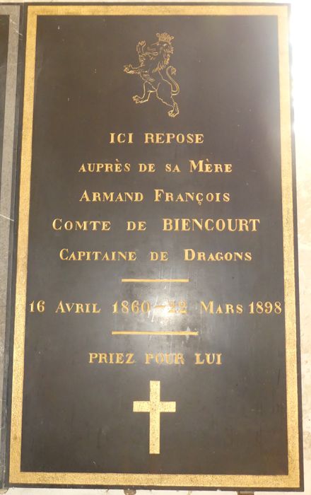 dalle funéraire d'Armand François, Comte de Biencourt