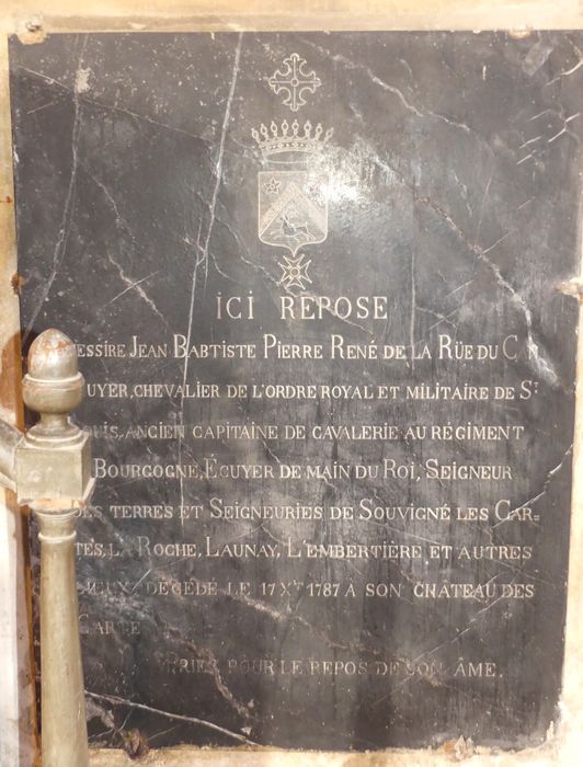 plaque commémorative de Jean-Baptiste Pierre René de La Rue