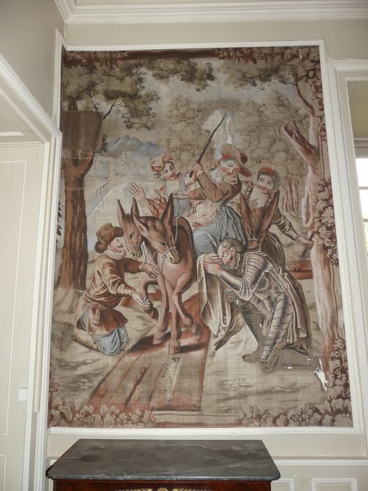 Carton de tapisserie : Don Quichotte trompé par Sancho prend une paysanne pour Dulcinée