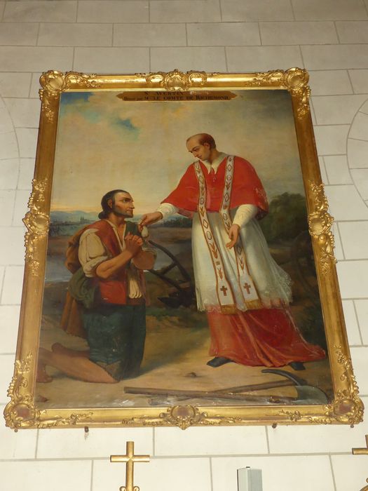tableau : Saint personnage (Saint Avertin ?) donnant l'aumône - © Ministère de la Culture (France), Conservation des antiquités et des objets d’art d'Indre-et-Loire - Tous droits réservés