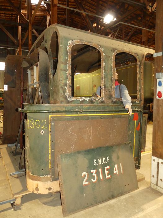 locomotive à vapeur Fives-Lille, type Pacific, à tender séparé, à voie normale, 231 E 41, vue partielle