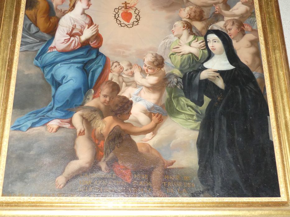 tableau : Adoration du Sacré-Coeur de Jésus, vue partielle - © Ministère de la Culture (France), Conservation des antiquités et des objets d’art d'Indre-et-Loire - Tous droits réservés