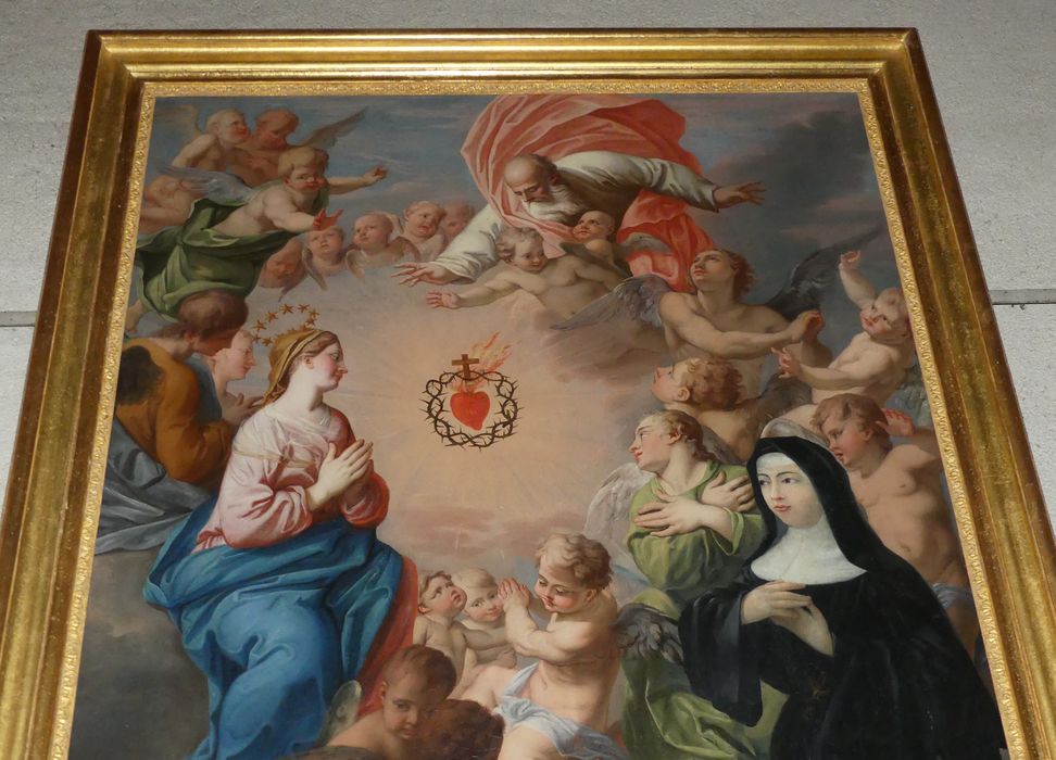 tableau : Adoration du Sacré-Coeur de Jésus, vue partielle - © Ministère de la Culture (France), Conservation des antiquités et des objets d’art d'Indre-et-Loire - Tous droits réservés