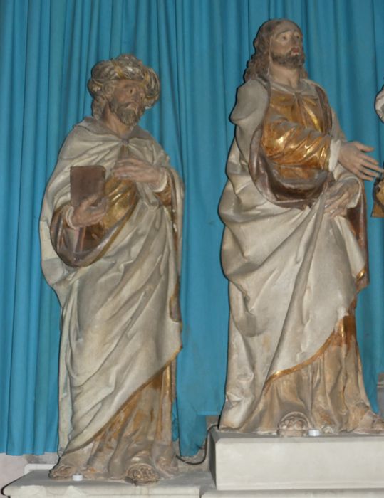 groupe sculpté : Mariage de la Vierge (le), vue partielle