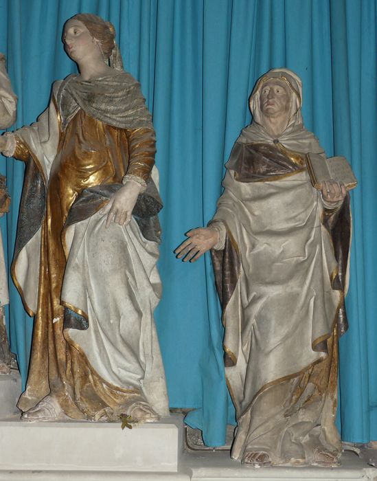 groupe sculpté : Mariage de la Vierge (le), vue partielle