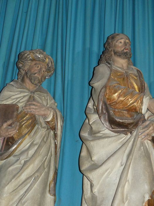 groupe sculpté : Mariage de la Vierge (le), vue partielle