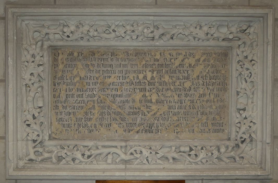 plaque funéraire de Jean Papin et de sa femme - © Ministère de la Culture (France), Conservation des antiquités et des objets d’art d'Indre-et-Loire - Tous droits réservés