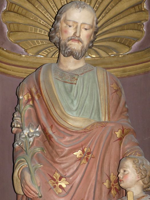 groupe sculpté : Saint Joseph et l’Enfant, vue partielle