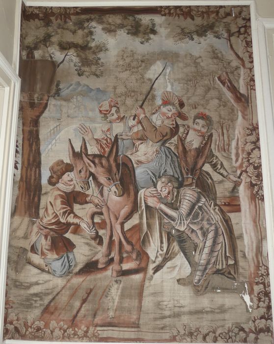 carton de tapisserie : Don Quichotte trompé par Sancho prend une paysanne pour Dulcinée