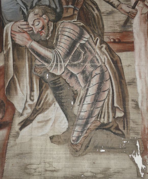 carton de tapisserie : Don Quichotte trompé par Sancho prend une paysanne pour Dulcinée, détail
