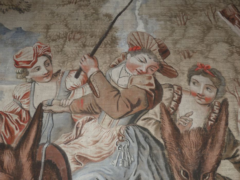 carton de tapisserie : Don Quichotte trompé par Sancho prend une paysanne pour Dulcinée, détail