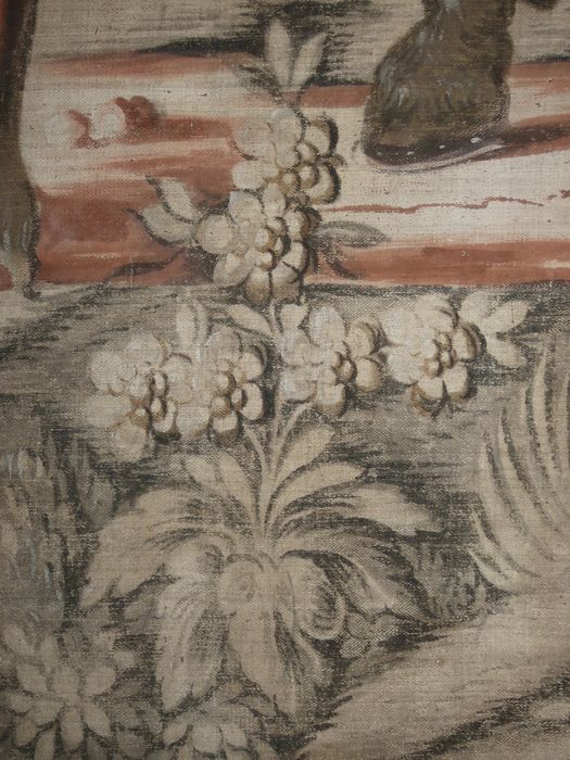 fragment de carton de tapisserie : Don Quichotte attaché à une fenêtre par la malice de Maritorne, détail
