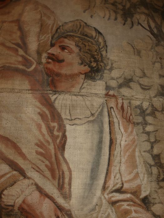 fragment de carton de tapisserie : Entrée de Sancho dans l’île de Barataria, détail