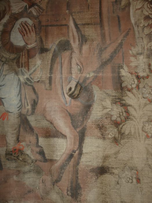 fragment de carton de tapisserie : Sancho et son âne, détail