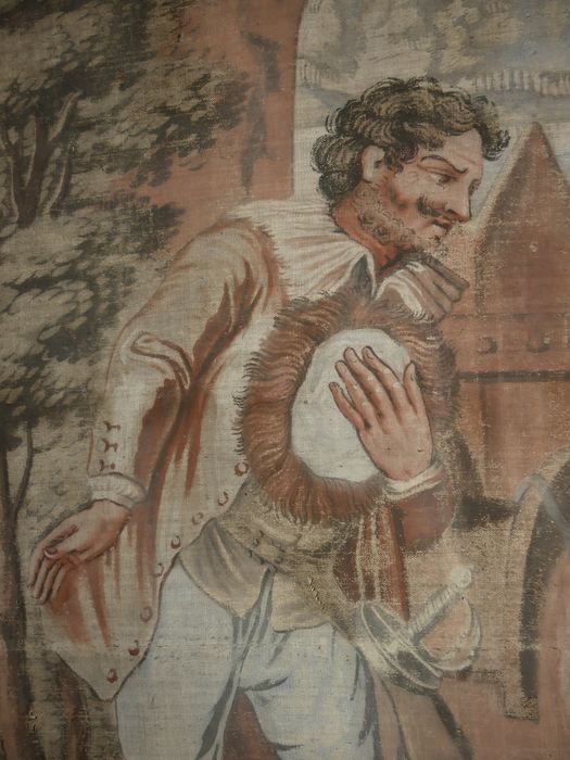 fragment de carton de tapisserie : Sancho et son âne, détail