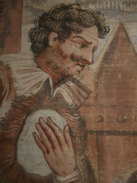 fragment de carton de tapisserie : Sancho et son âne, détail