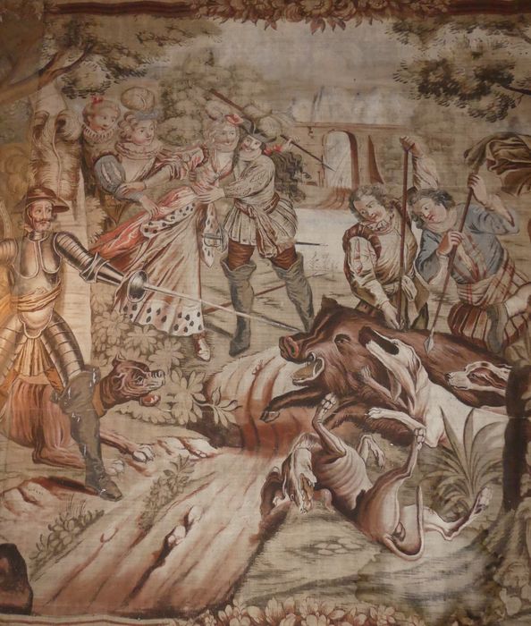 fragment de carton de tapisserie : Poltronnerie de Sancho à la chasse, détail