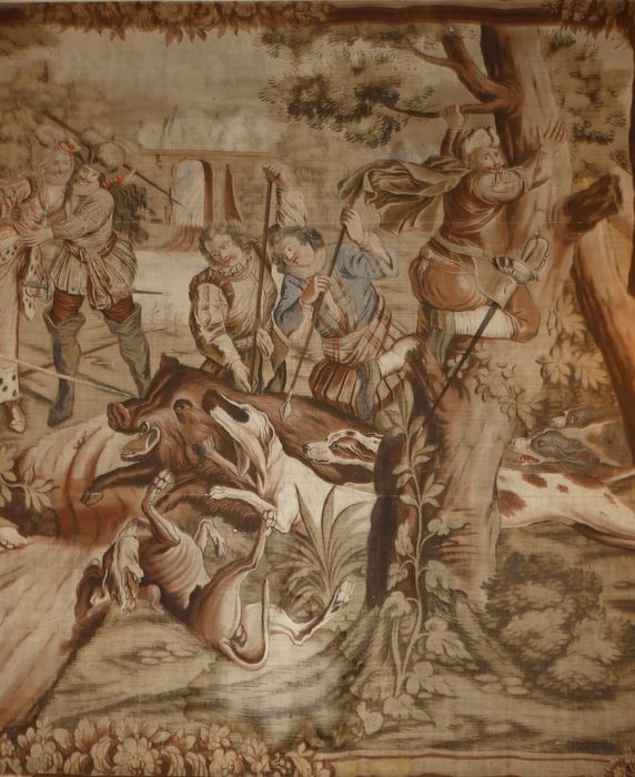 fragment de carton de tapisserie : Poltronnerie de Sancho à la chasse, détail