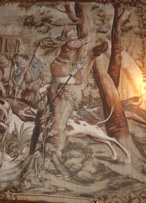 fragment de carton de tapisserie : Poltronnerie de Sancho à la chasse, détail