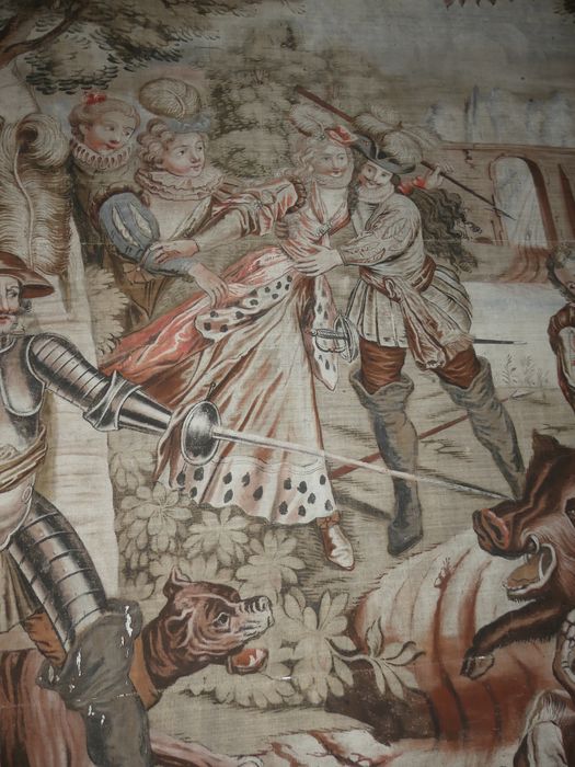 fragment de carton de tapisserie : Poltronnerie de Sancho à la chasse, détail