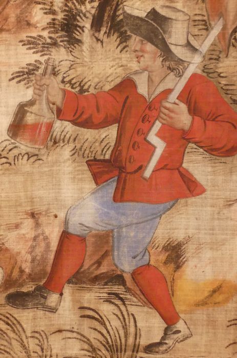 fragment de carton de tapisserie : Scène de vie paysanne, détail