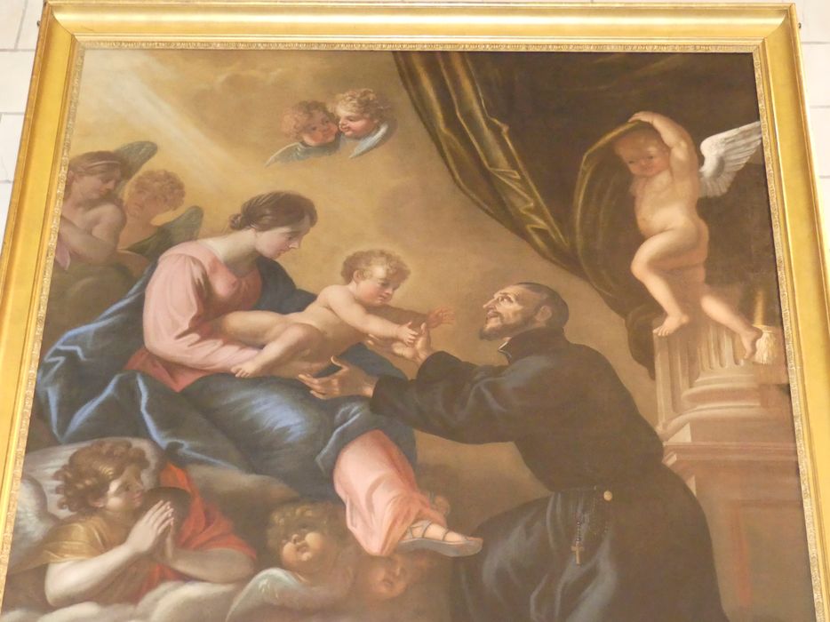tableau : Apparition de la Vierge et de l'Enfant à saint Ignace de Loyola, vue partielle