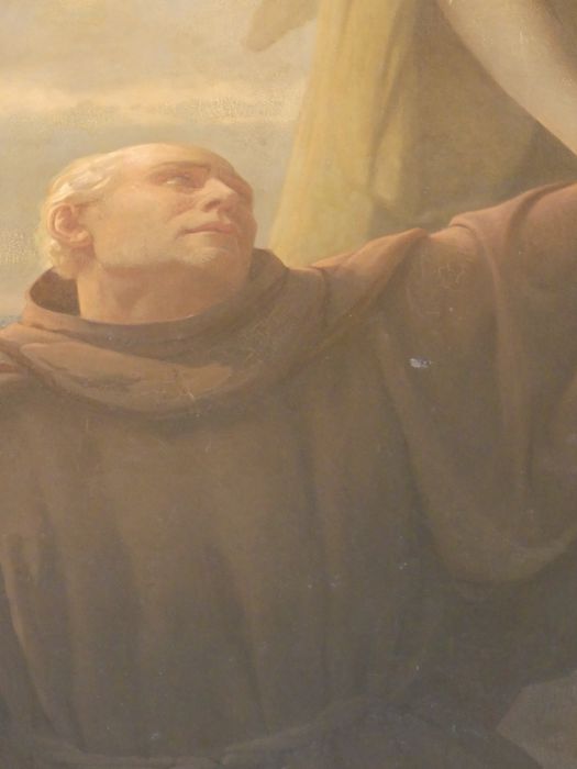 tableau : Un Pèlerin tombant en faiblesse réconforté par un ange, détail