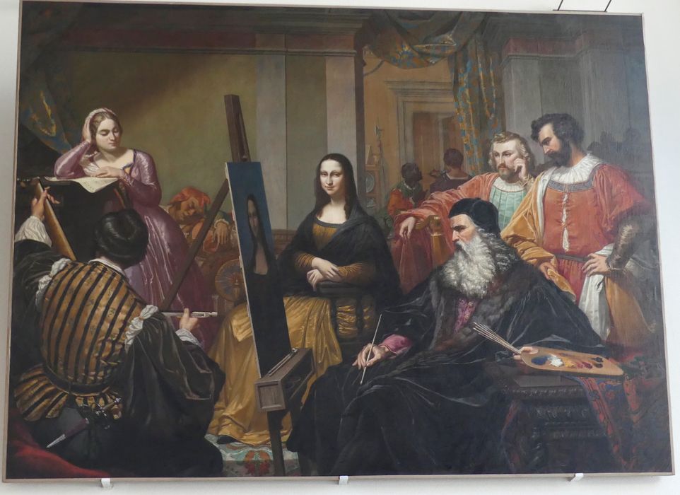 tableau : Léonard de Vinci peignant la Joconde