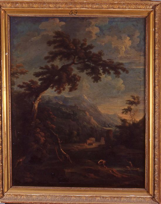 tableau : Paysage avec paysan et pêcheurs - © Ministère de la Culture (France), Conservation des antiquités et des objets de l’Isère – Tous droits réservés
