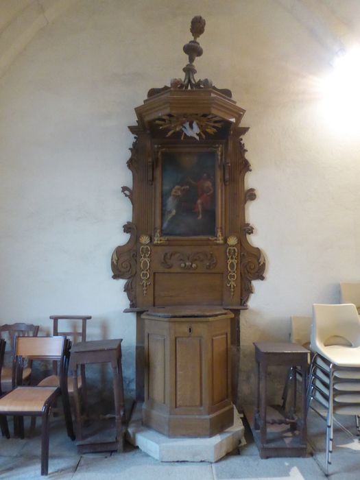 retable des fonts baptismaux, tableau : Le Baptême du Christ - © Ministère de la Culture (France), Conservation des antiquités et des objets d’art du Jura – Tous droits réservés