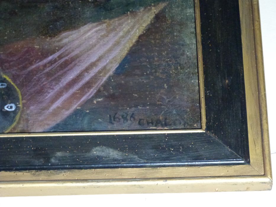 tableau : Notre-Dame libératrice, détail de la signature - © Ministère de la Culture (France), Conservation des antiquités et des objets d’art du Jura – Tous droits réservés
