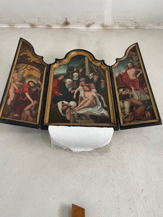 3 tableaux (ancien triptyque) : La Mise au tombeau, La Résurrection du Christ, Le Christ retirant les âmes du Purgatoire
