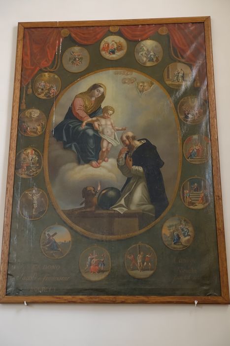 tableau : Vierge à l'Enfant présentant le rosaire à saint Dominique
