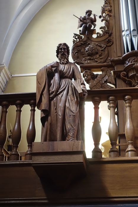 orgue de tribune, détail d’une statue