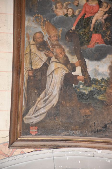 tableau : Donation du scapulaire par la Vierge à l'Enfant, vue partielle