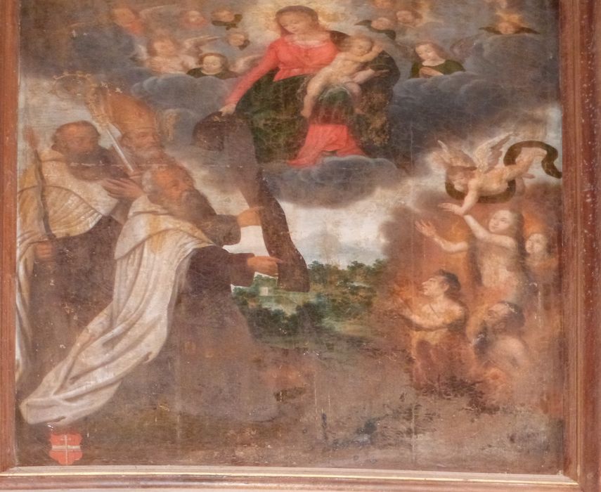 tableau : Donation du scapulaire par la Vierge à l'Enfant, vue partielle
