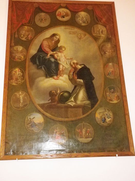 tableau : Vierge à l'Enfant présentant le rosaire à saint Dominique