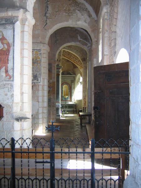 vue générale des peintures monumentales : baptême du Christ (le), arbre de Jessé (l'), scènes de la vie de saint Pierre, Christ en majesté, scènes de la passion, jugement dernier (le), saint Christophe