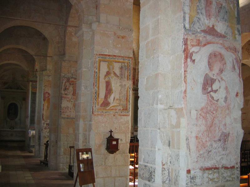 vue générale des peintures monumentales : baptême du Christ (le), arbre de Jessé (l'), scènes de la vie de saint Pierre, Christ en majesté, scènes de la passion, jugement dernier (le), saint Christophe