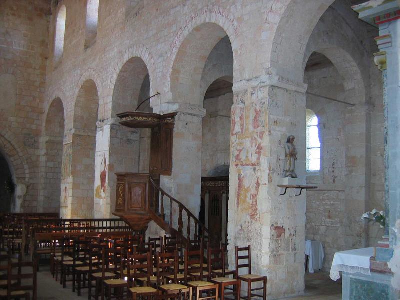 vue générale des peintures monumentales : baptême du Christ (le), arbre de Jessé (l'), scènes de la vie de saint Pierre, Christ en majesté, scènes de la passion, jugement dernier (le), saint Christophe