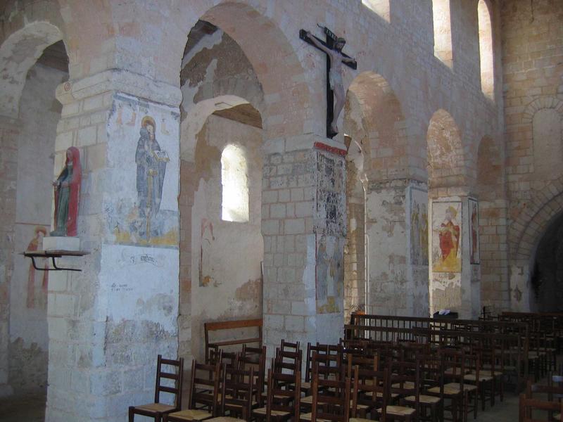 vue générale des peintures monumentales : baptême du Christ (le), arbre de Jessé (l'), scènes de la vie de saint Pierre, Christ en majesté, scènes de la passion, jugement dernier (le), saint Christophe