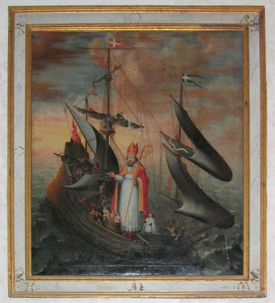 vue générale du tableau : saint Nicolas avec des navires